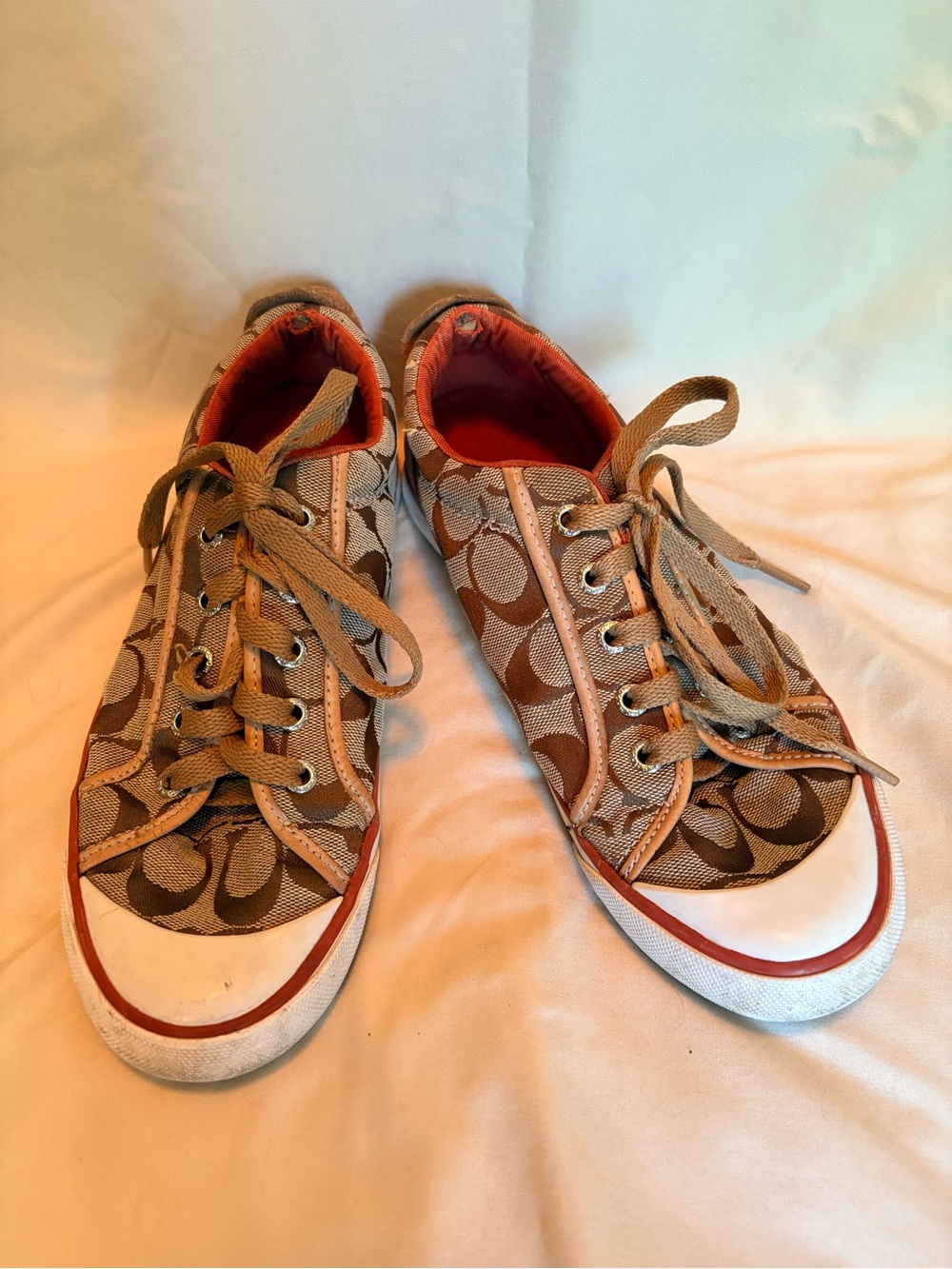 Coach Barrett Signature Monogram Canvas & Leather Low-Top Lace Up Sneakers US 7B